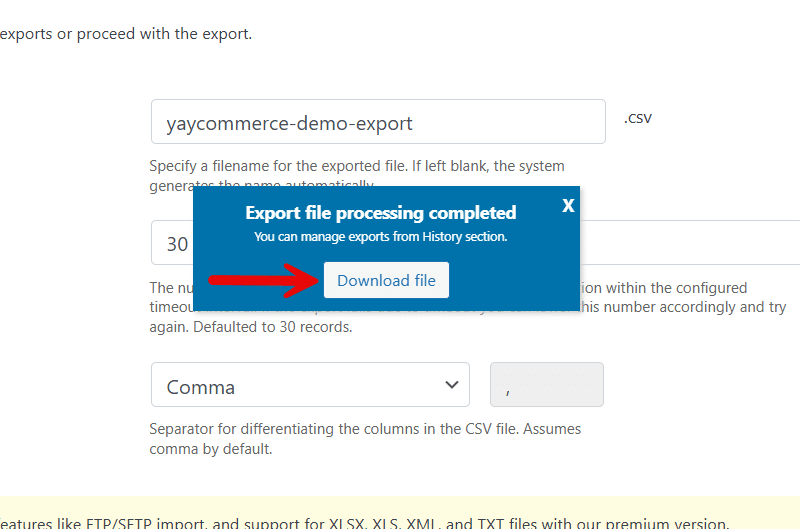 download export file
