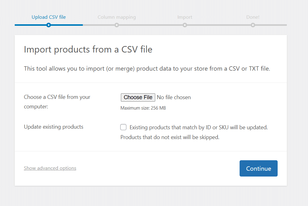 import settings - Migrate from Shopify to WooCommerce