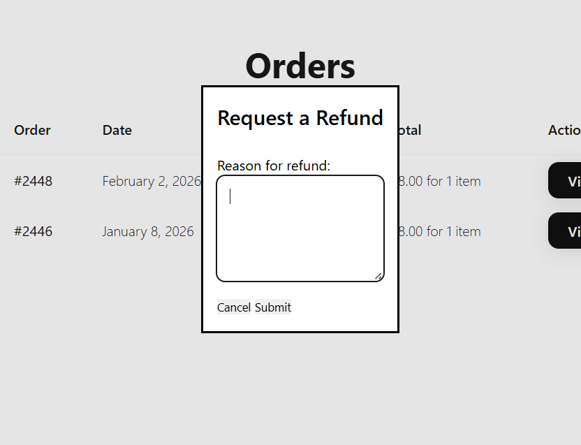 refund reason - Add a Refund Request Button to WooCommerce