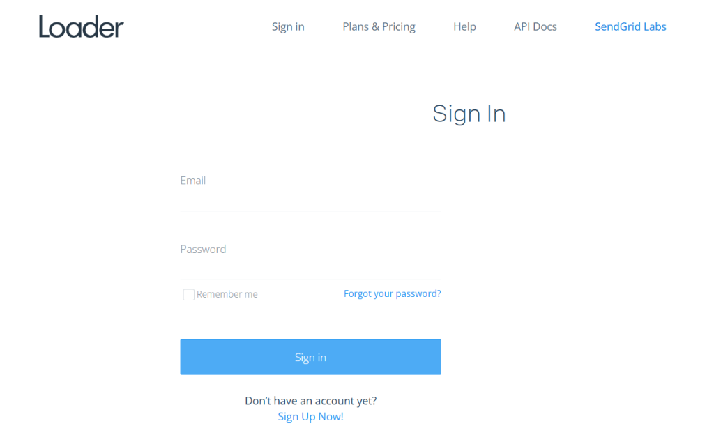 sign in loader.io