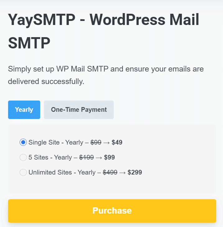 yaysmtp pricing