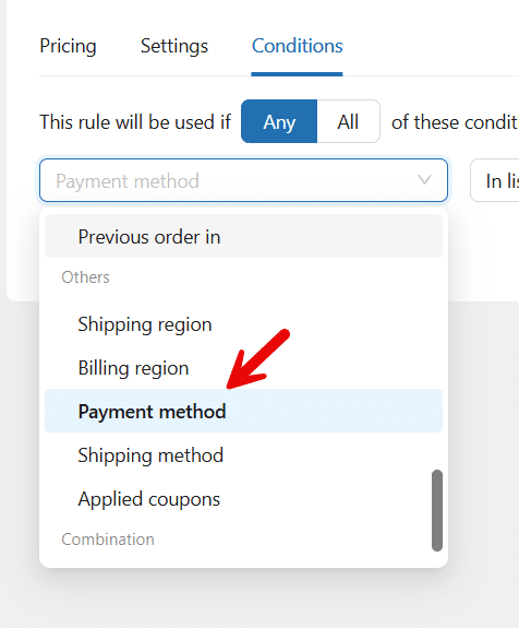 payment method condition - add custom fees to WooCommerce payment gateways