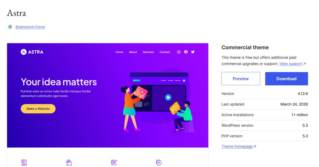 Astra theme