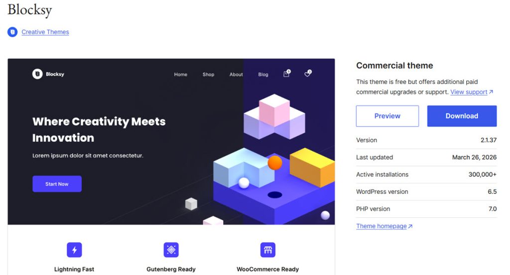 Blocksy - fastest WooCommerce themes