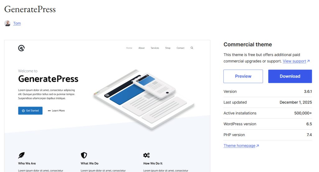 GeneratePress - fastest WooCommerce themes