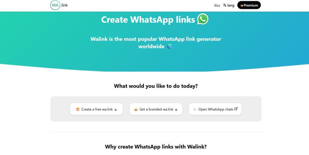 wa.link website - How to Create a WhatsApp Link with a Custom Message