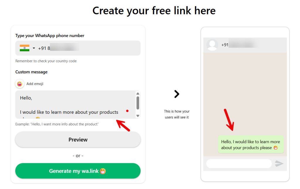 custom message added