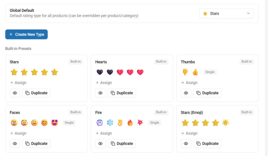 custom rating types