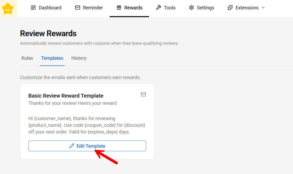 edit template - Send Customer Review Reward Emails in WooCommerce