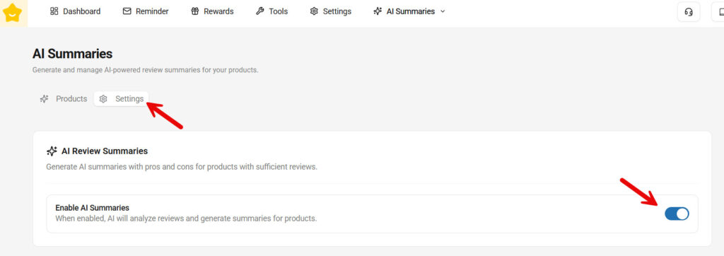 enable ai summaries - Add Review Summaries to WooCommerce Store