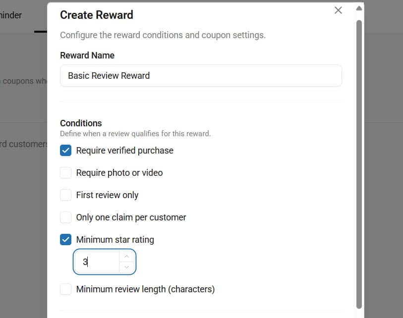 minimum star rating