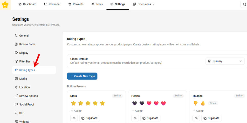 rating type