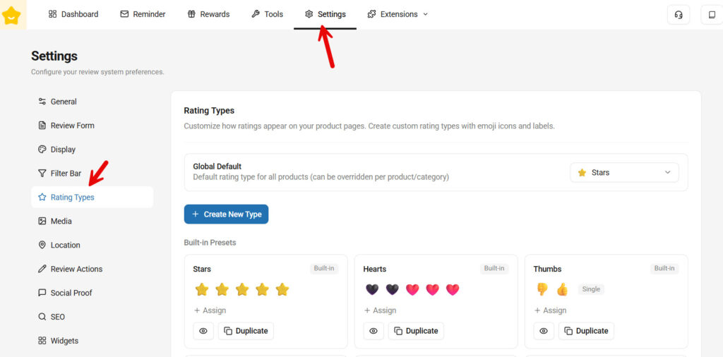 rating types