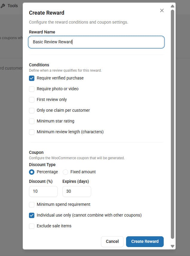 reward config