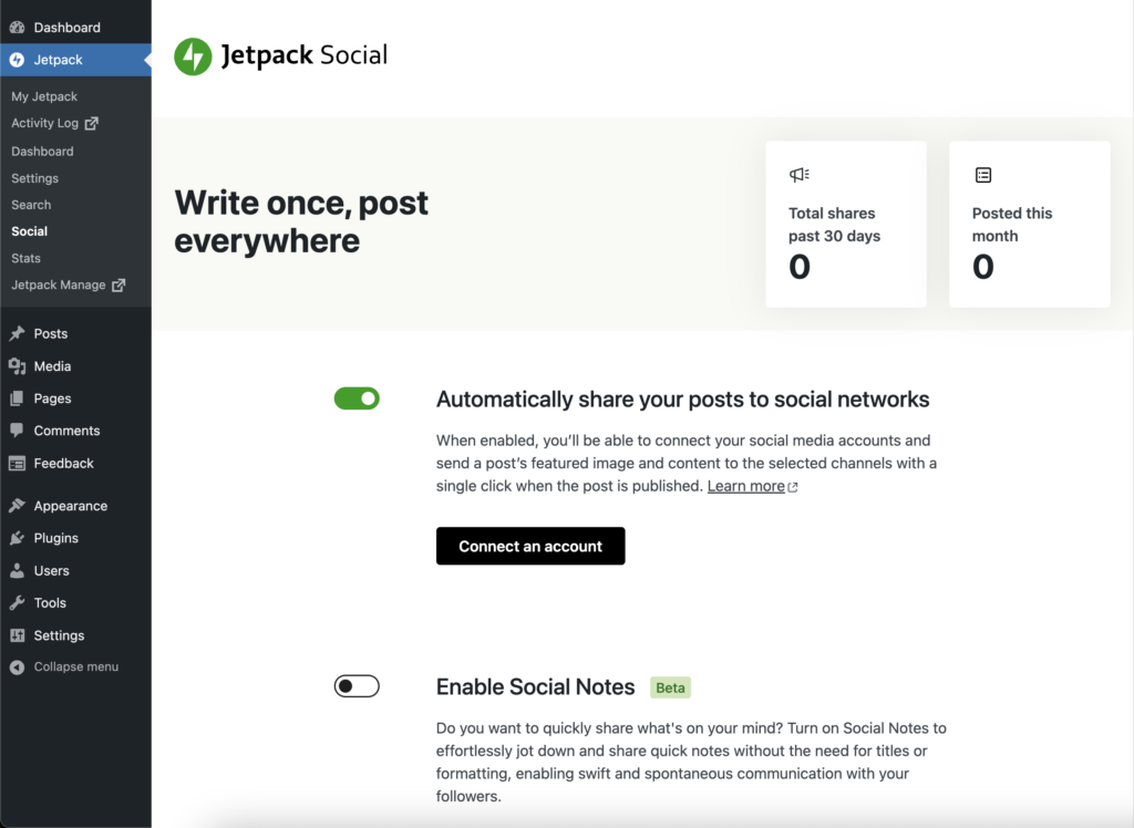 Jetpack Social: Best for solo bloggers already in the Jetpack ecosystem
