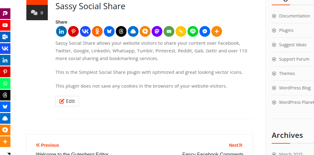 Sassy Social Share: Best deeply configurable free share buttons