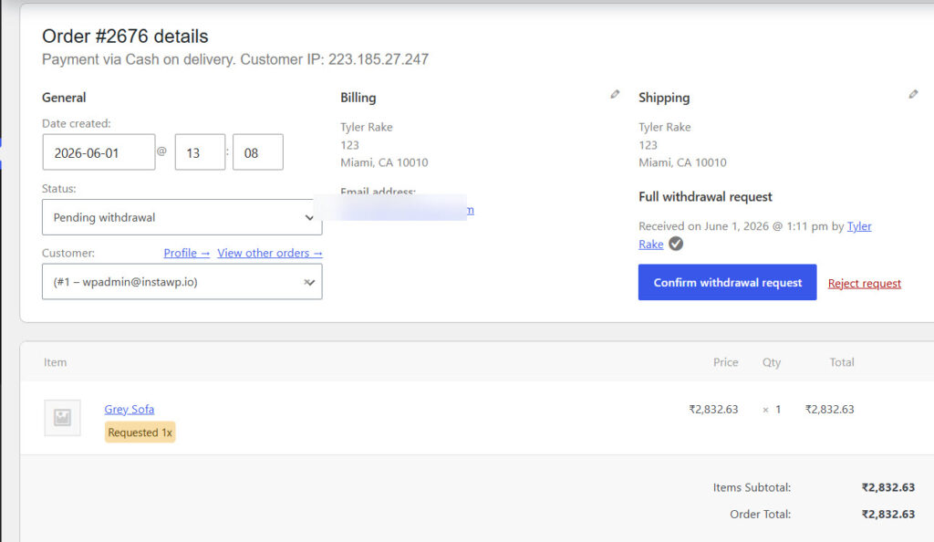 confirm withdrawal - Insert or Manage an Order Withdrawal Button in WooCommerce