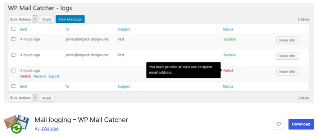 email logging