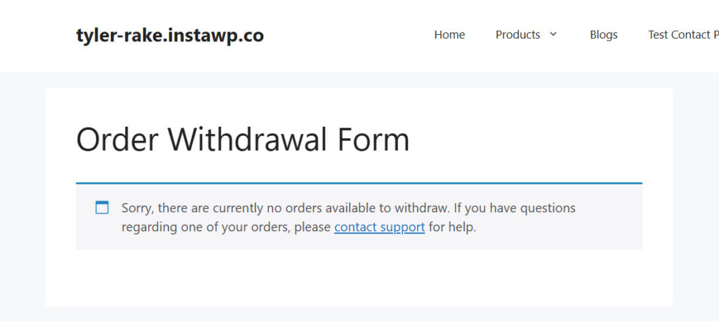nothing to withdraw