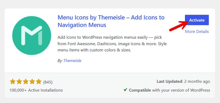 activate menu icons by themeisle