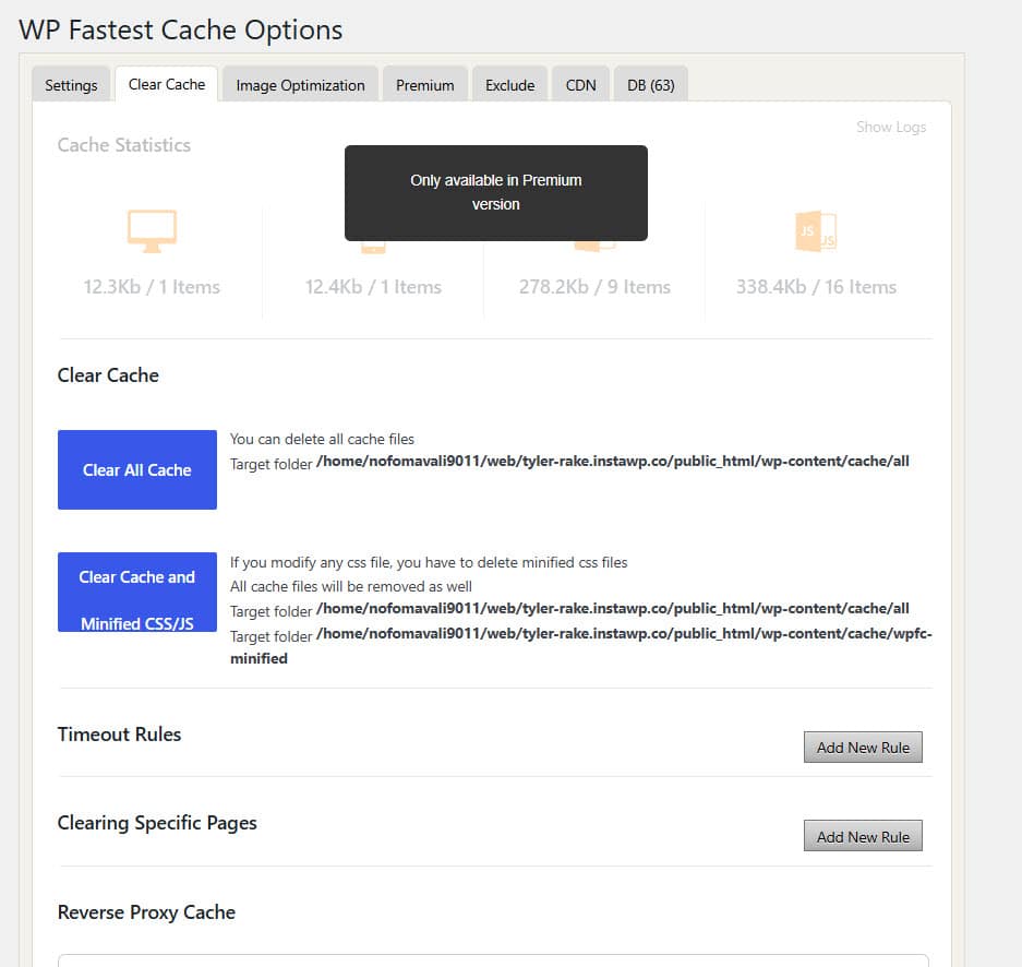 clear cache