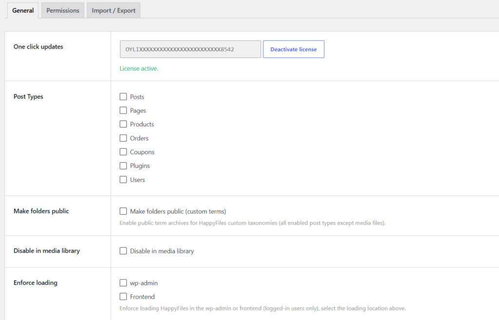 happyfiles settings