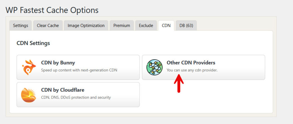 other cdn - WP Fastest Cache Settings