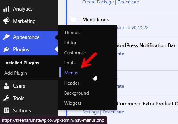 wordpress menus