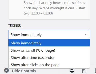 notibar trigger - create a notification bar in WordPress