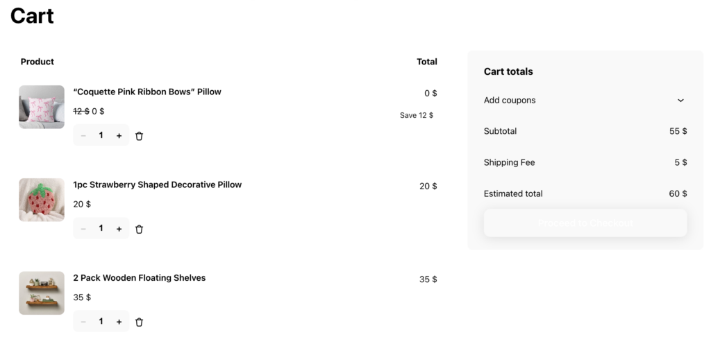 Buy X Get Y Cart page