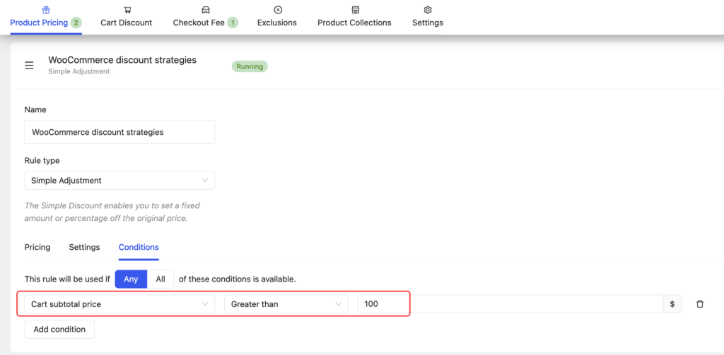 discount strategies with cart subtotal