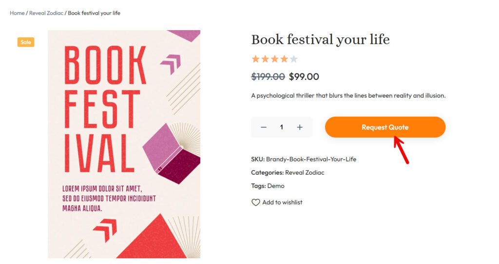 quote button in product page