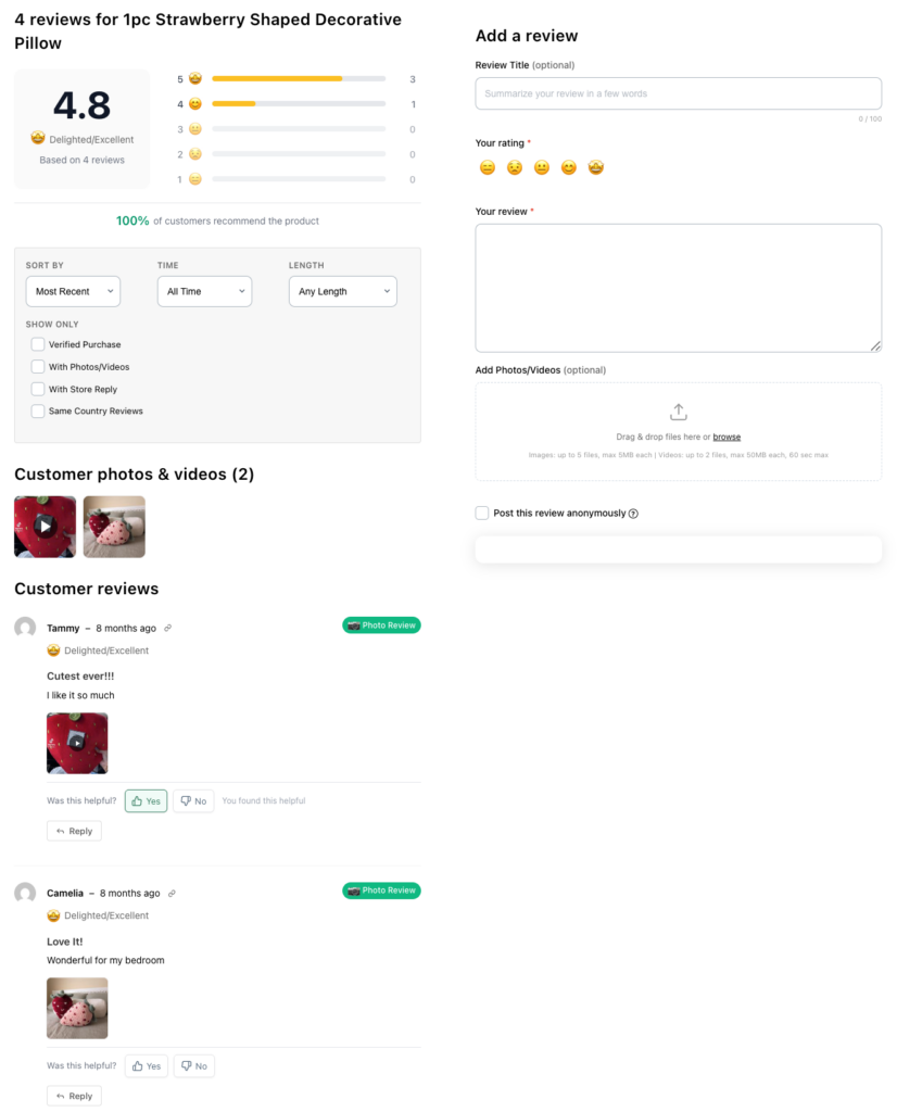 reviews with photo:video