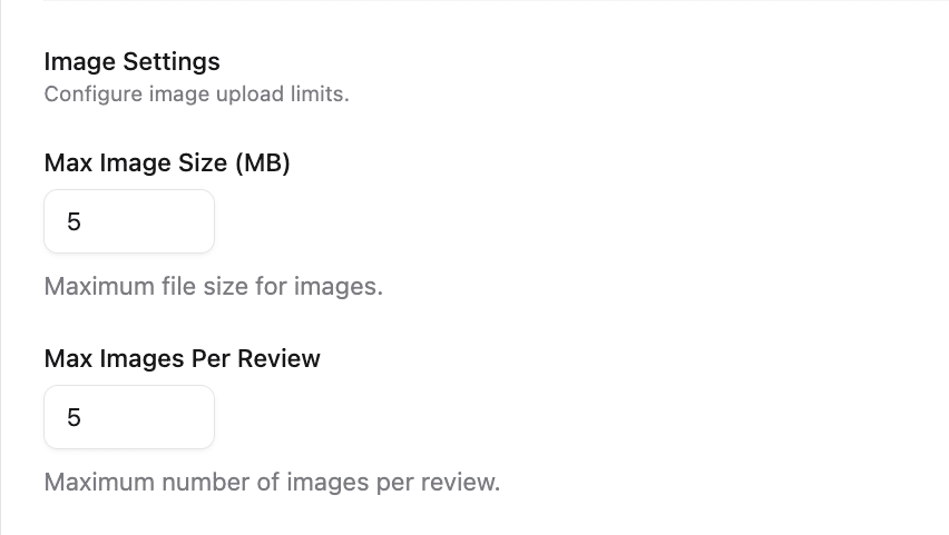 configure image setting for reviews