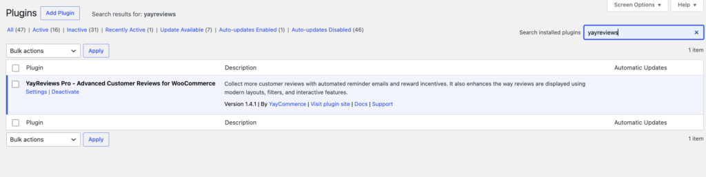 install and activate YayReiews