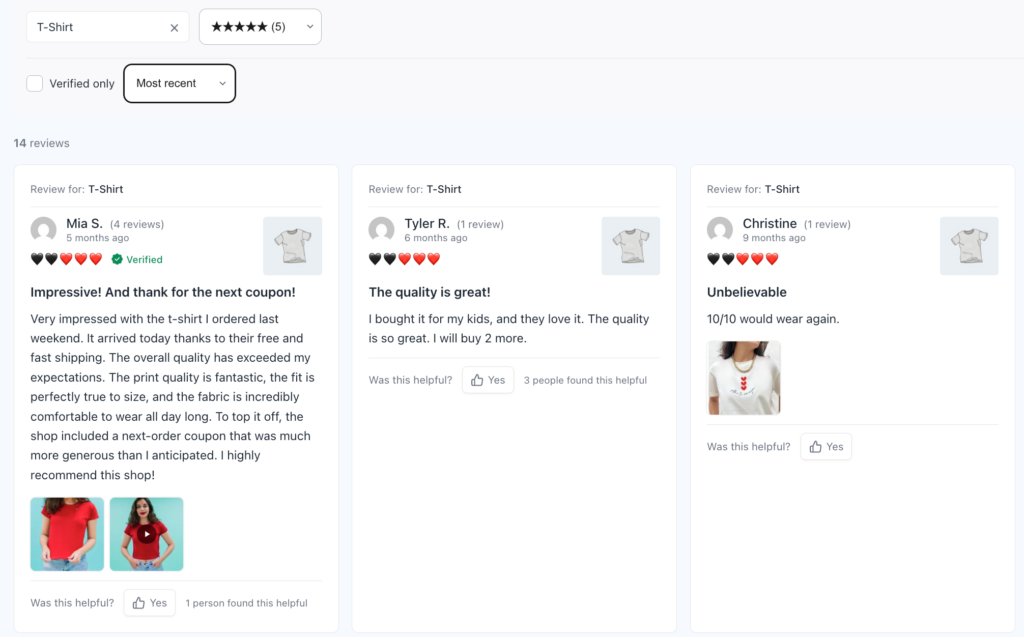 real product reviews from WooCommerce photo reviews